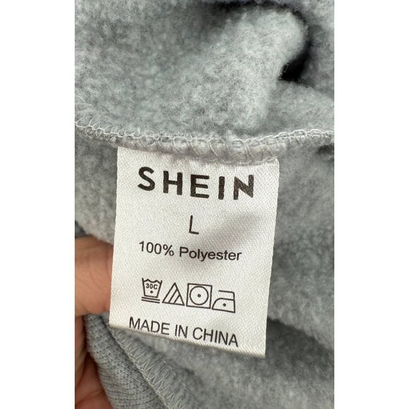 SHEIN Gray "90s Babe" Distressed Crew Neck Relaxed Fit Sweater Grunge Era Y2K - Picture 10 of 12